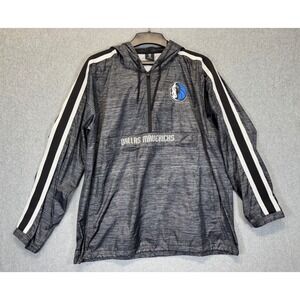 NBA Dallas Mavericks Quarter Zip Windbreaker Jacket Mens Large Grey Hooded Logo